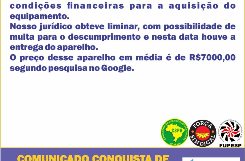 Comunicado Conquista de BIPAP para Servidor/Munícipe